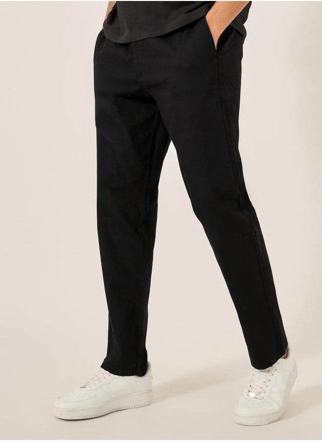 Cotton Slub Textured Relaxed Fit Trousers