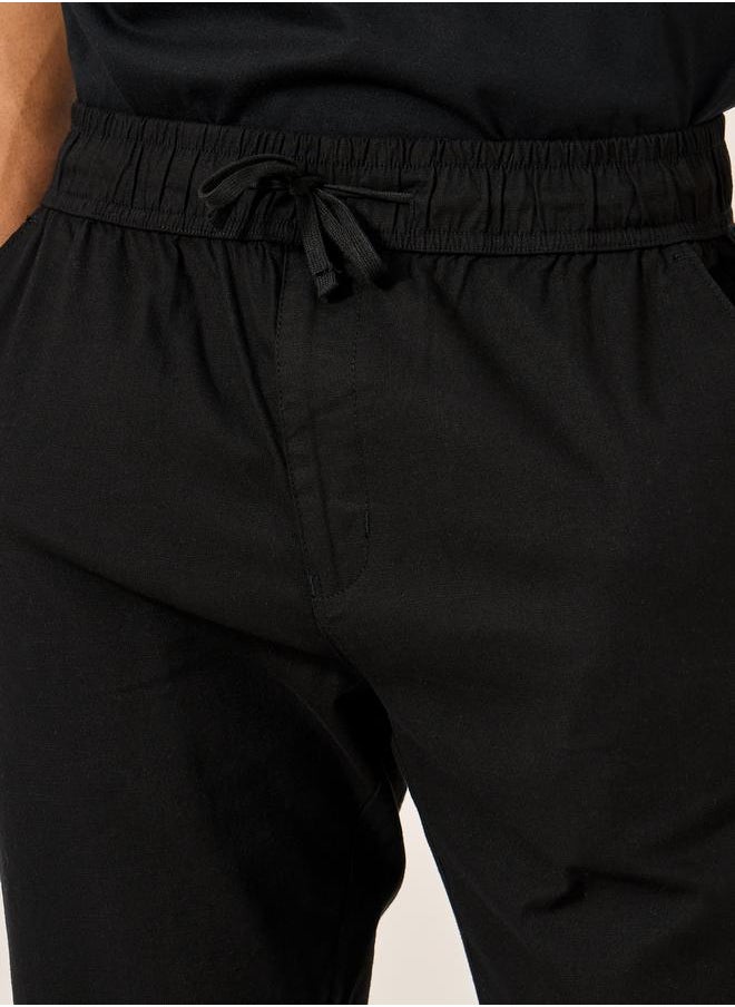 Cotton Slub Textured Relaxed Fit Trousers