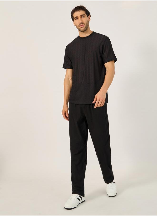 Textured Relaxed Fit Pleated Trousers