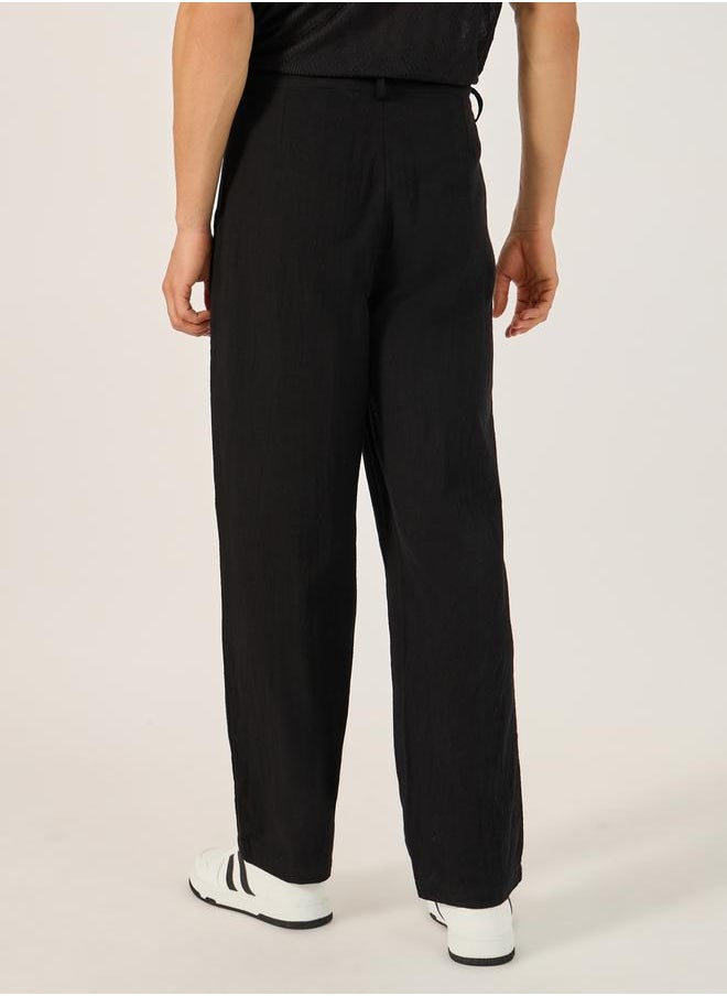 Textured Relaxed Fit Pleated Trousers