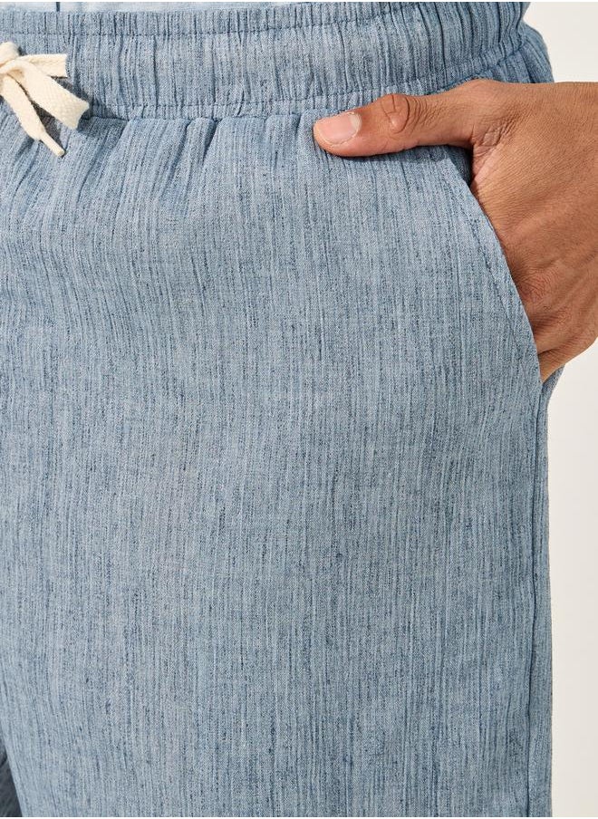 Plain Relaxed Fit Shorts with Turn-Up Hem