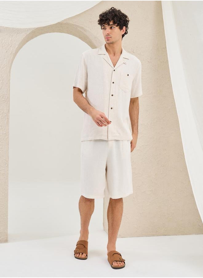 Pleated Linen Blend Relaxed Fit Shorts
