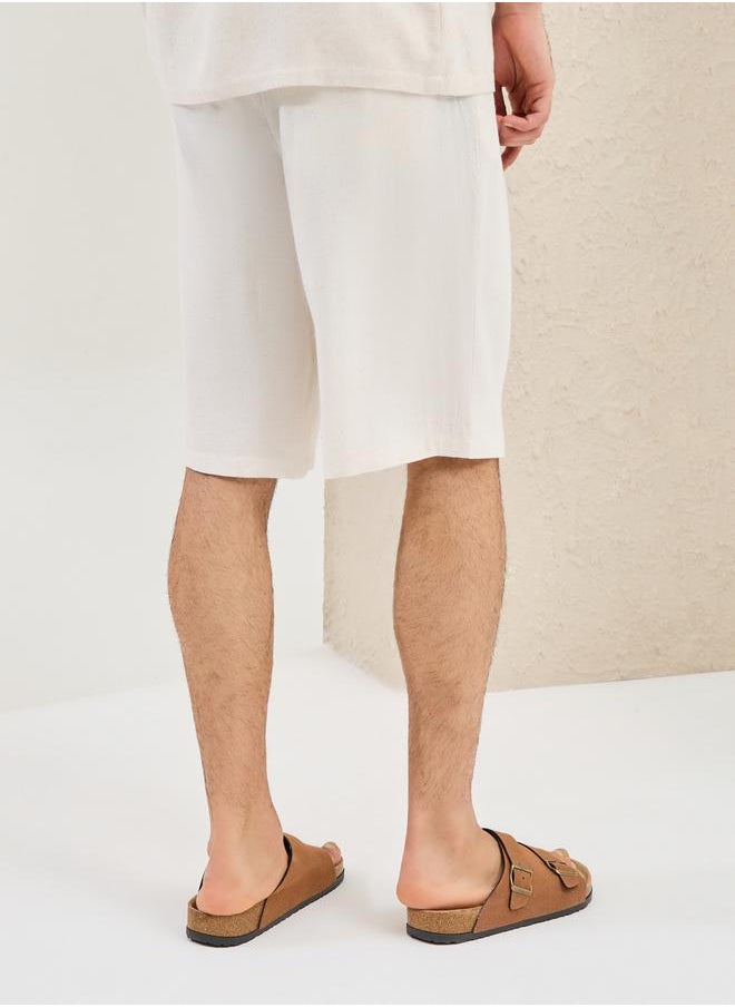 Pleated Linen Blend Relaxed Fit Shorts