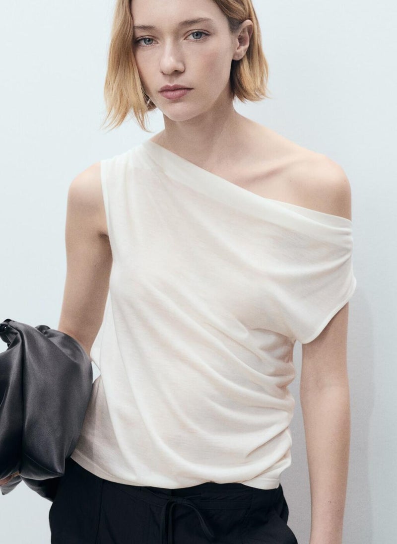 Draped Neck Lyocell Top