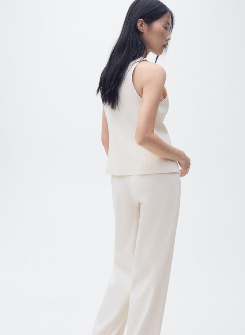 Linen Blend Bow Top