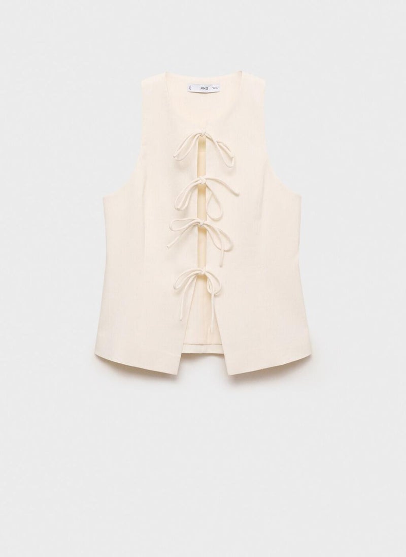 Linen Blend Bow Top