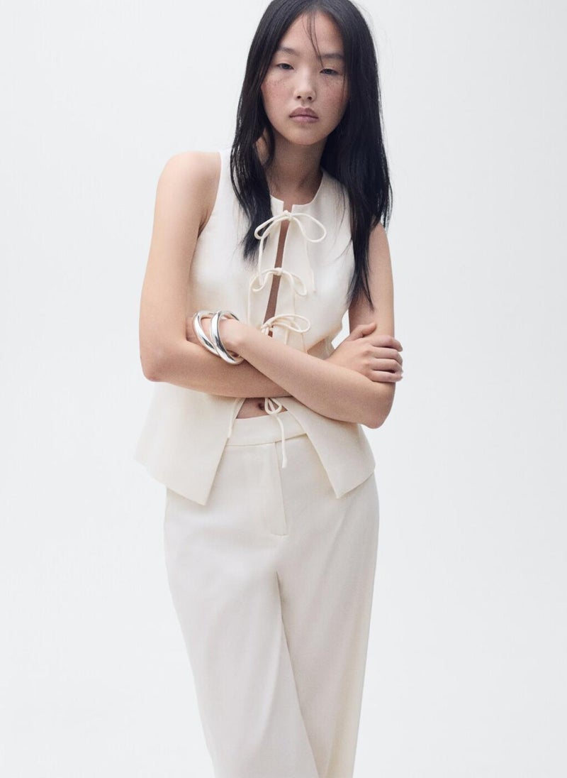 Linen Blend Bow Top