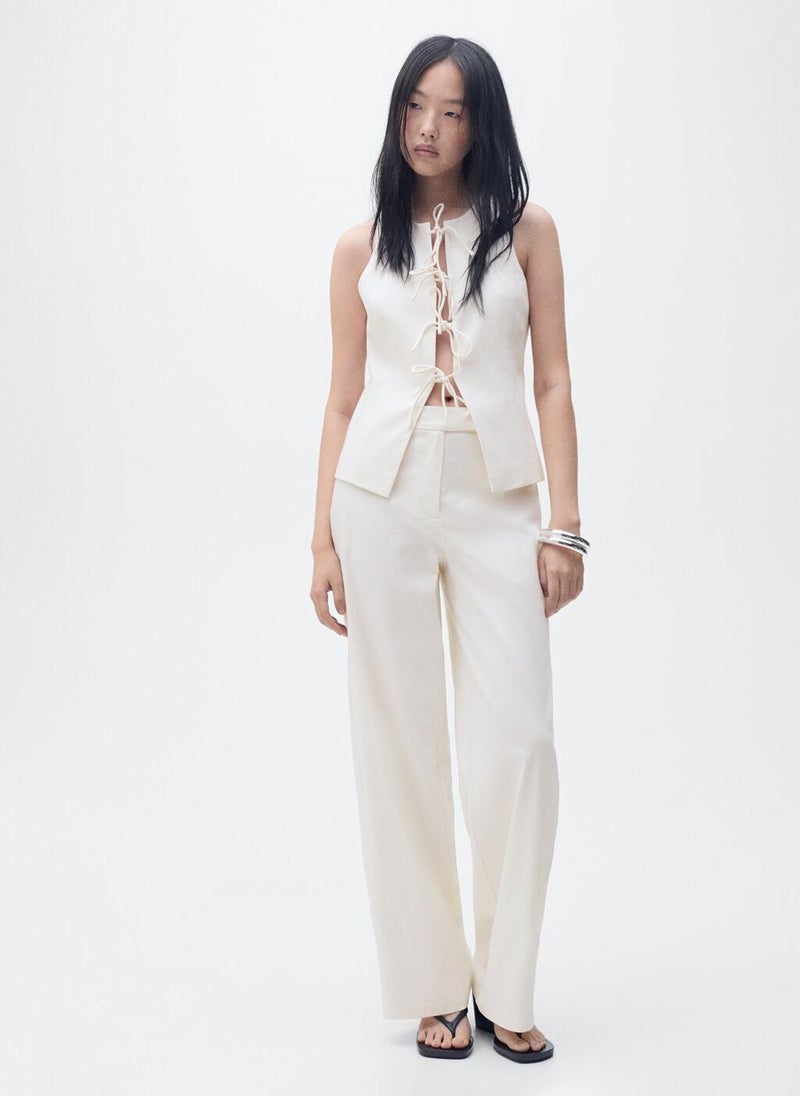 Linen Blend Bow Top