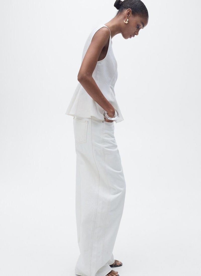 Linen Blend Peplum Top