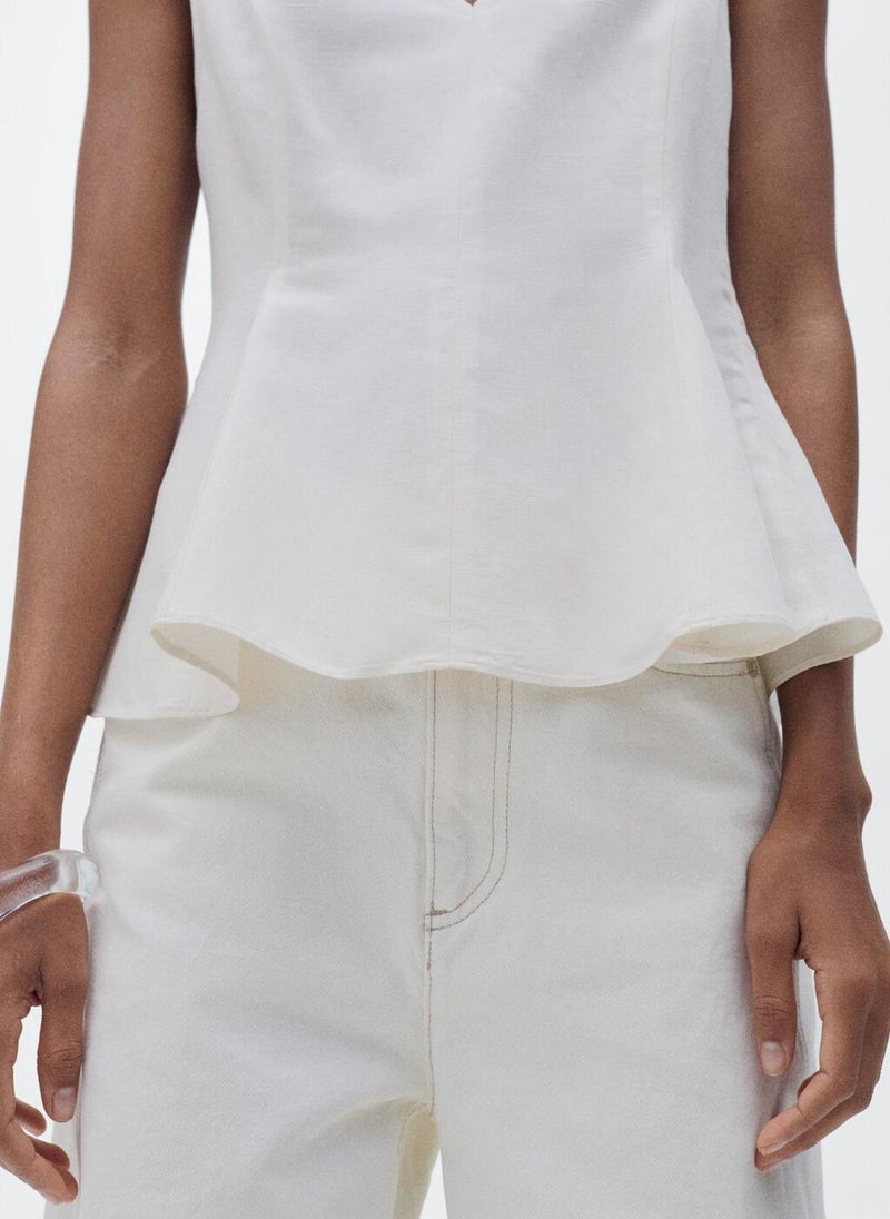 Linen Blend Peplum Top