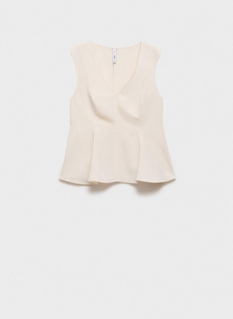 Linen Blend Peplum Top