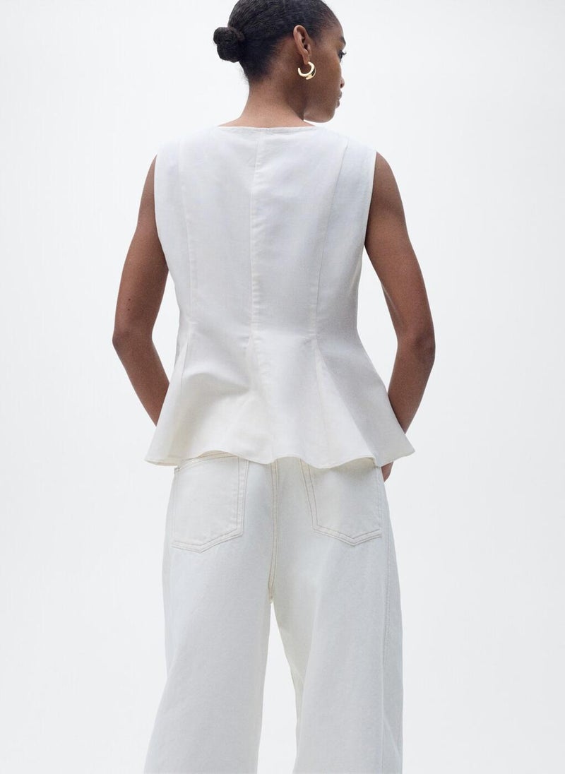 Linen Blend Peplum Top
