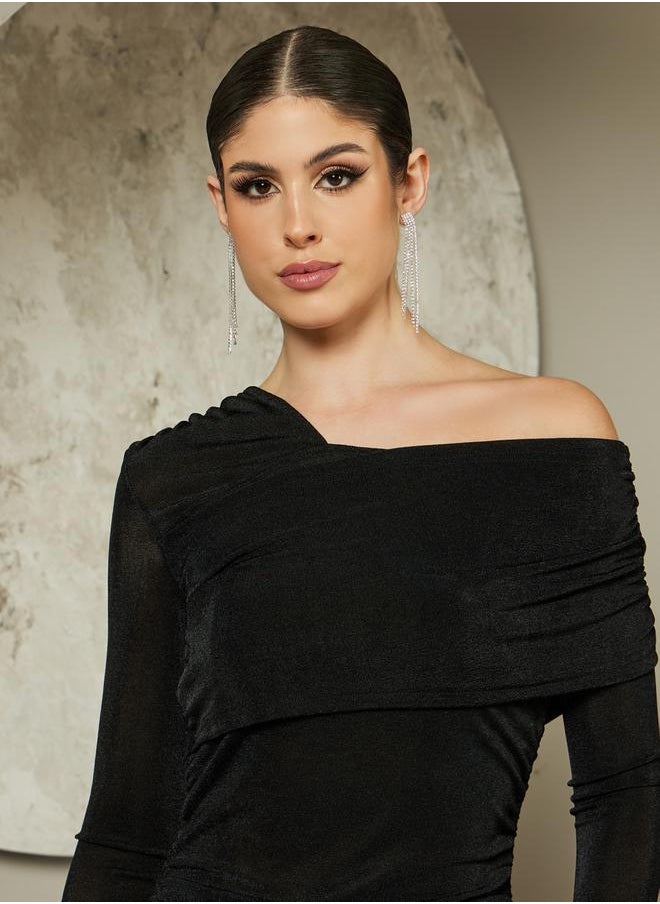 Styli Asymmetric Neck One Shoulder Knit Top