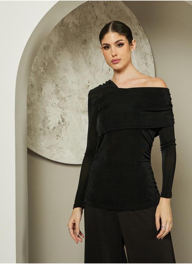 Styli Asymmetric Neck One Shoulder Knit Top