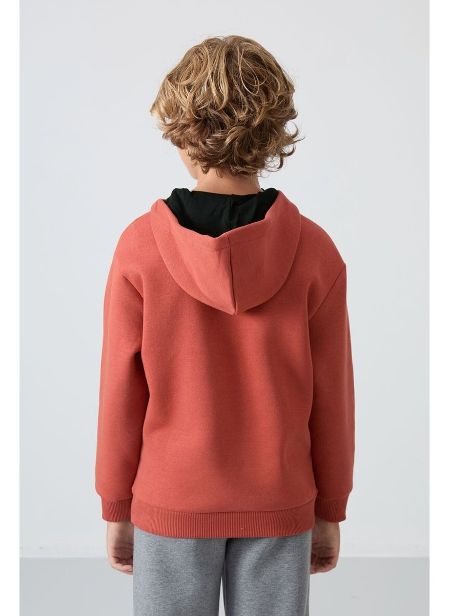 Brick Cotton Thick Fluffy Soft Textured Standard Fit Embroidered Boy's Sweatshirt - 11244
