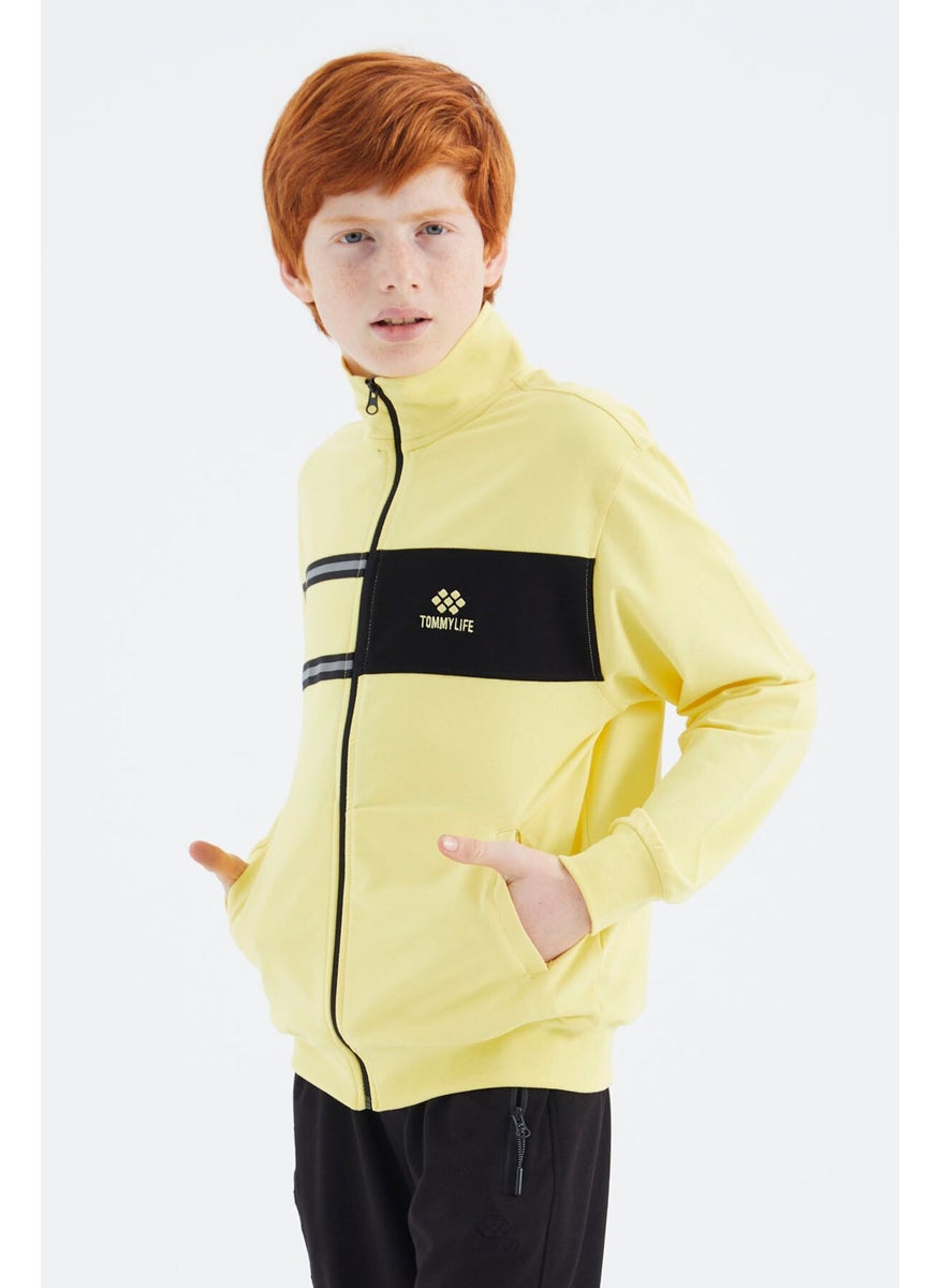 Yellow Stand Collar Boy Sweatshirt - 11183