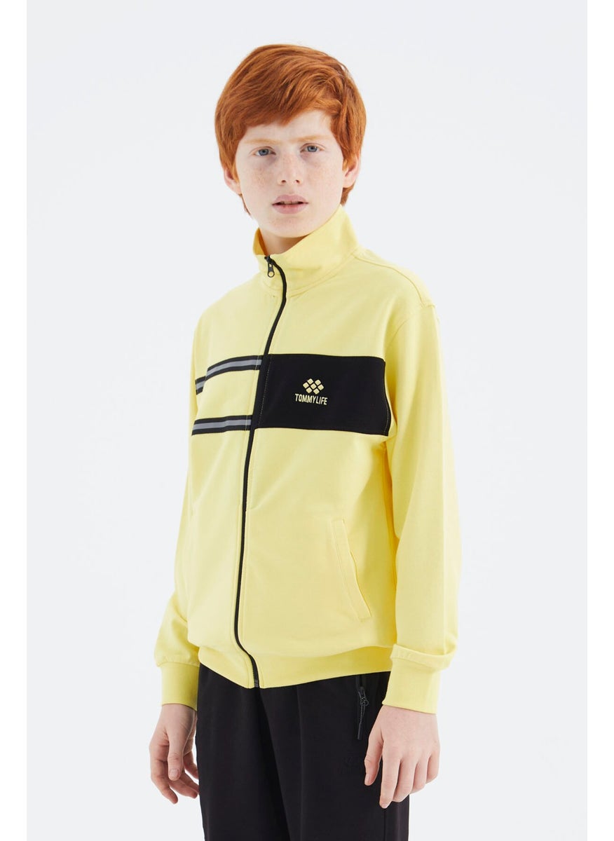 Yellow Stand Collar Boy Sweatshirt - 11183