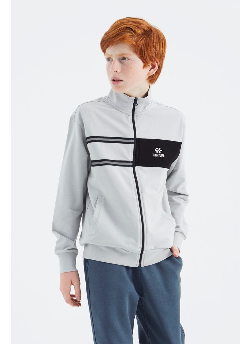 Stone Stand Collar Boy's Sweatshirt - 11183