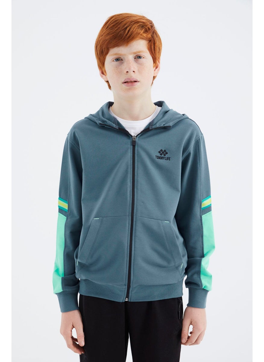 Forest Green Zippered Boys Sweatshirt - 11180