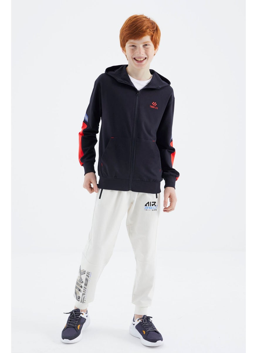 Navy Blue Zippered Boy Sweatshirt - 11180