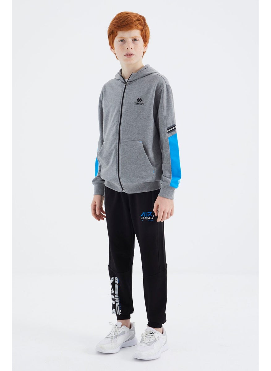 Gray Melange Zippered Boy Sweatshirt - 11180