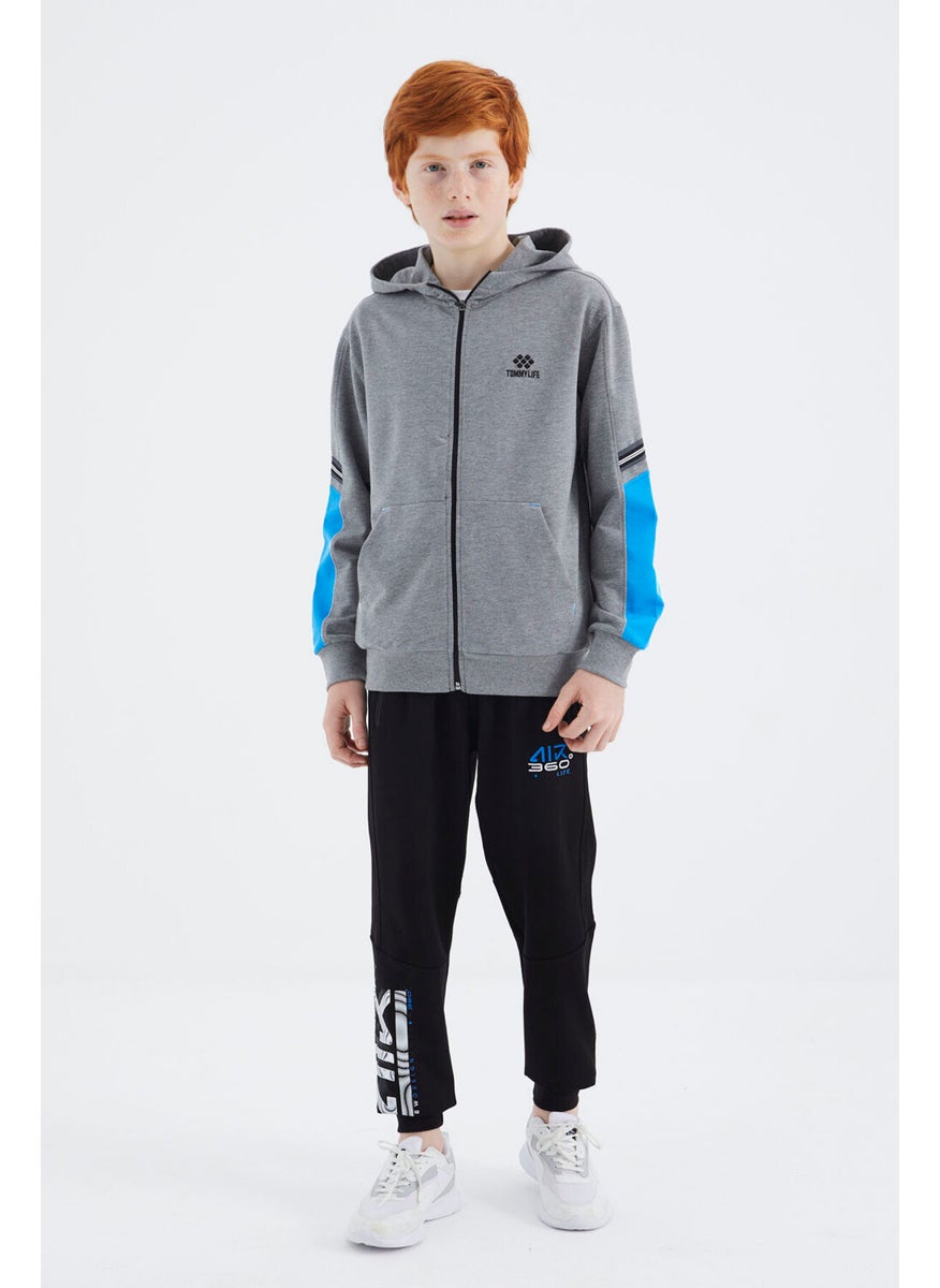 Gray Melange Zippered Boy Sweatshirt - 11180