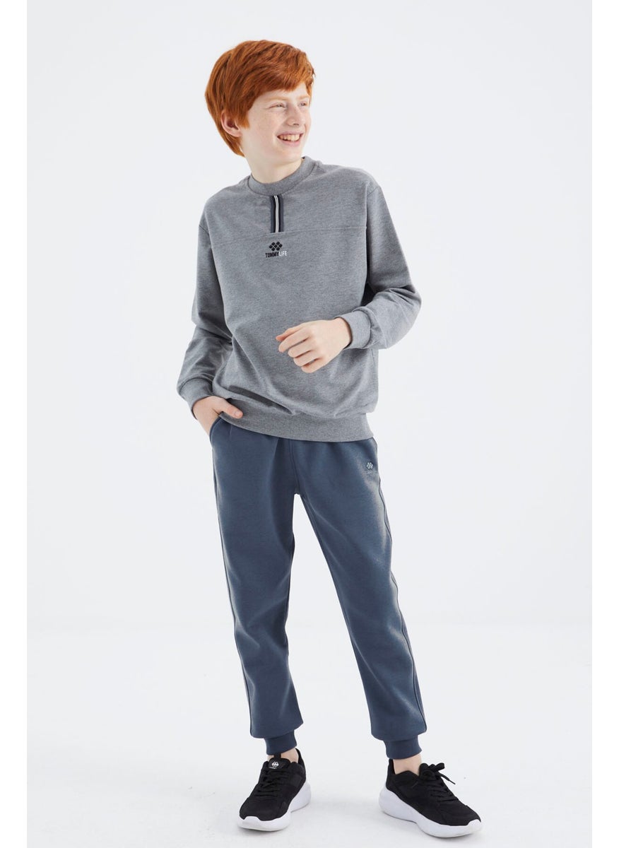 Gray Melange O Neck Boy Sweatshirt - 11178