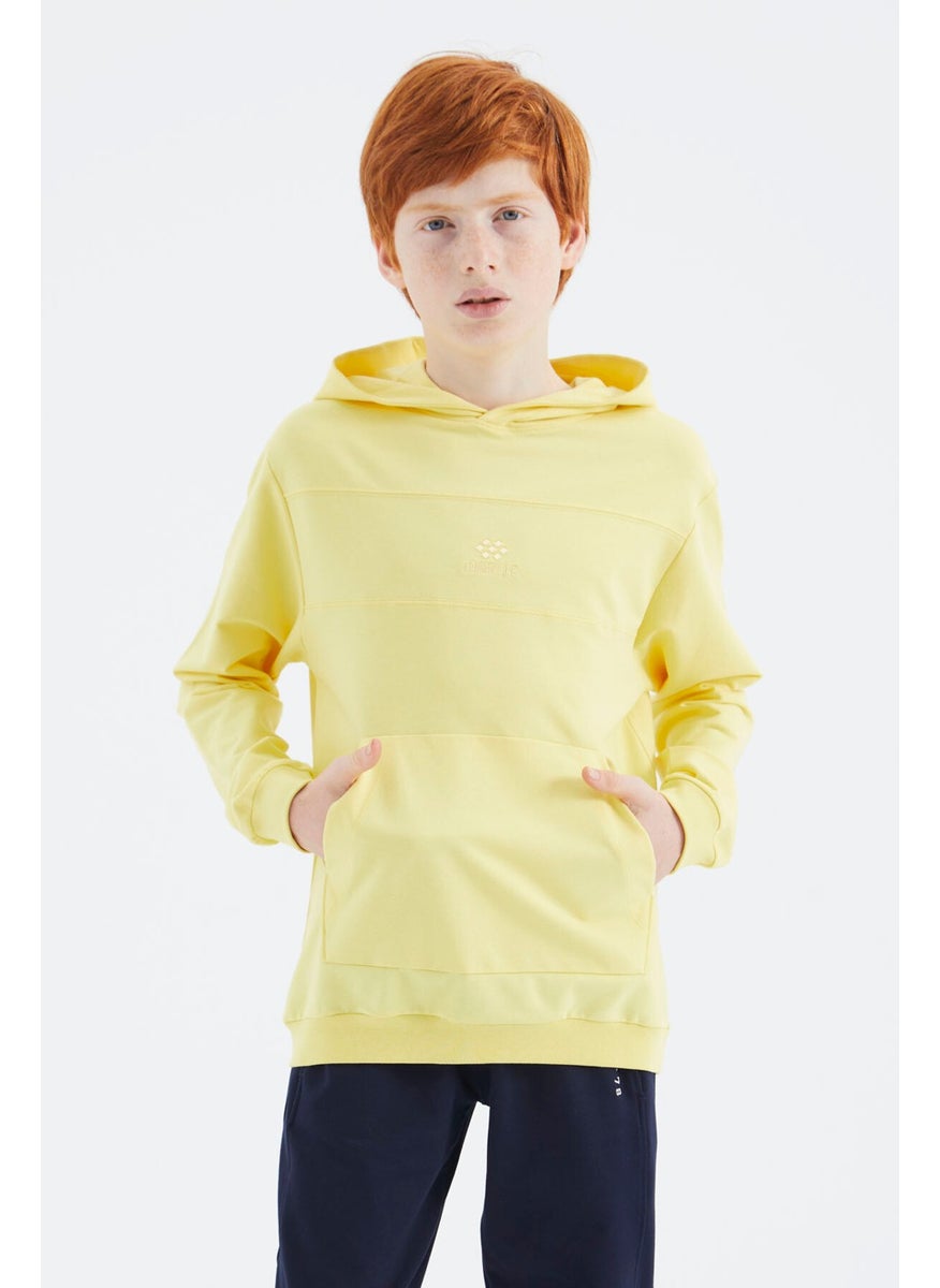 Yellow Hooded Basic Boy Sweatshirt - 11181