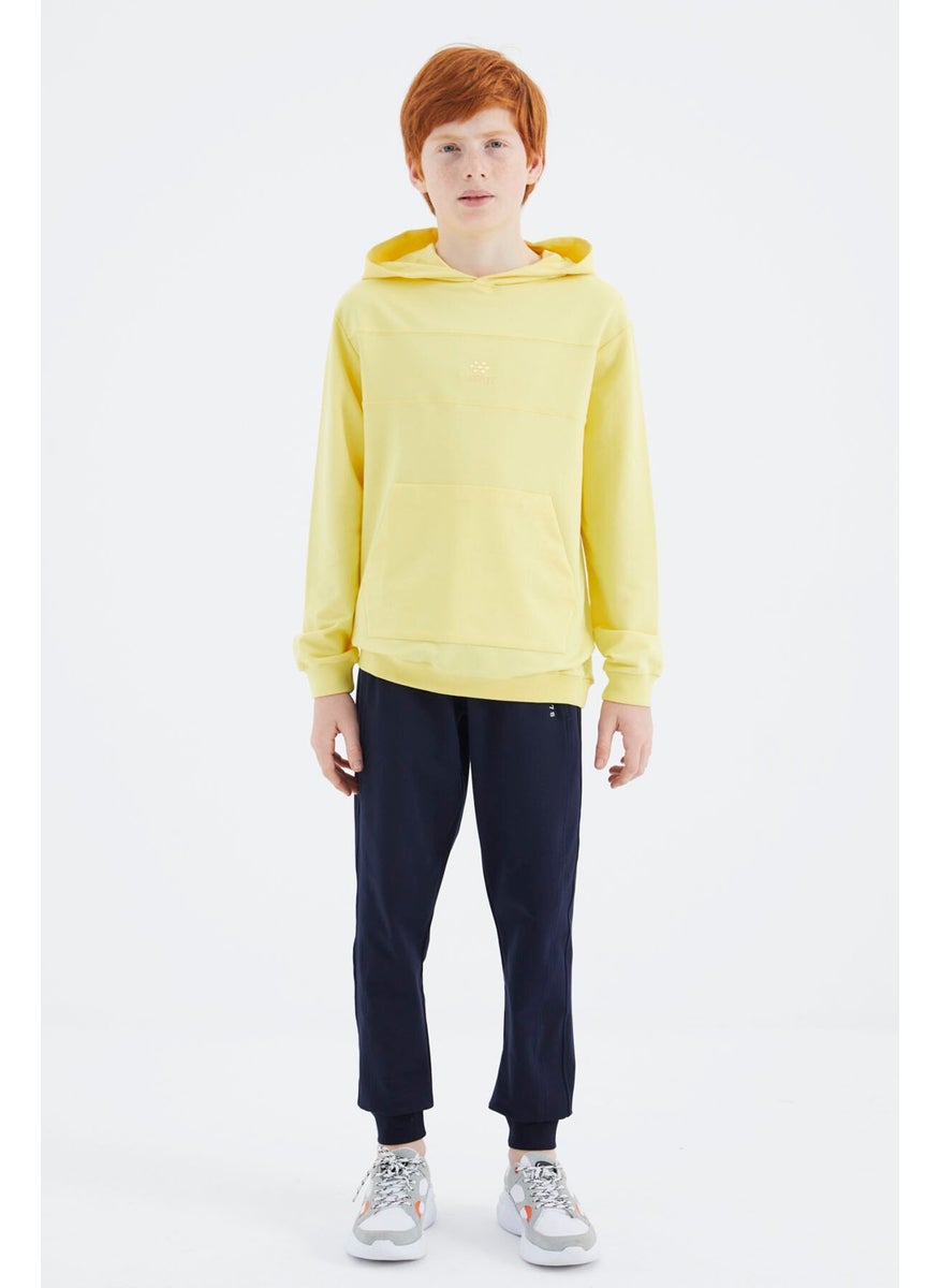 Yellow Hooded Basic Boy Sweatshirt - 11181