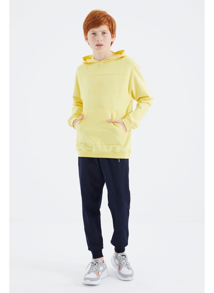 Yellow Hooded Basic Boy Sweatshirt - 11181