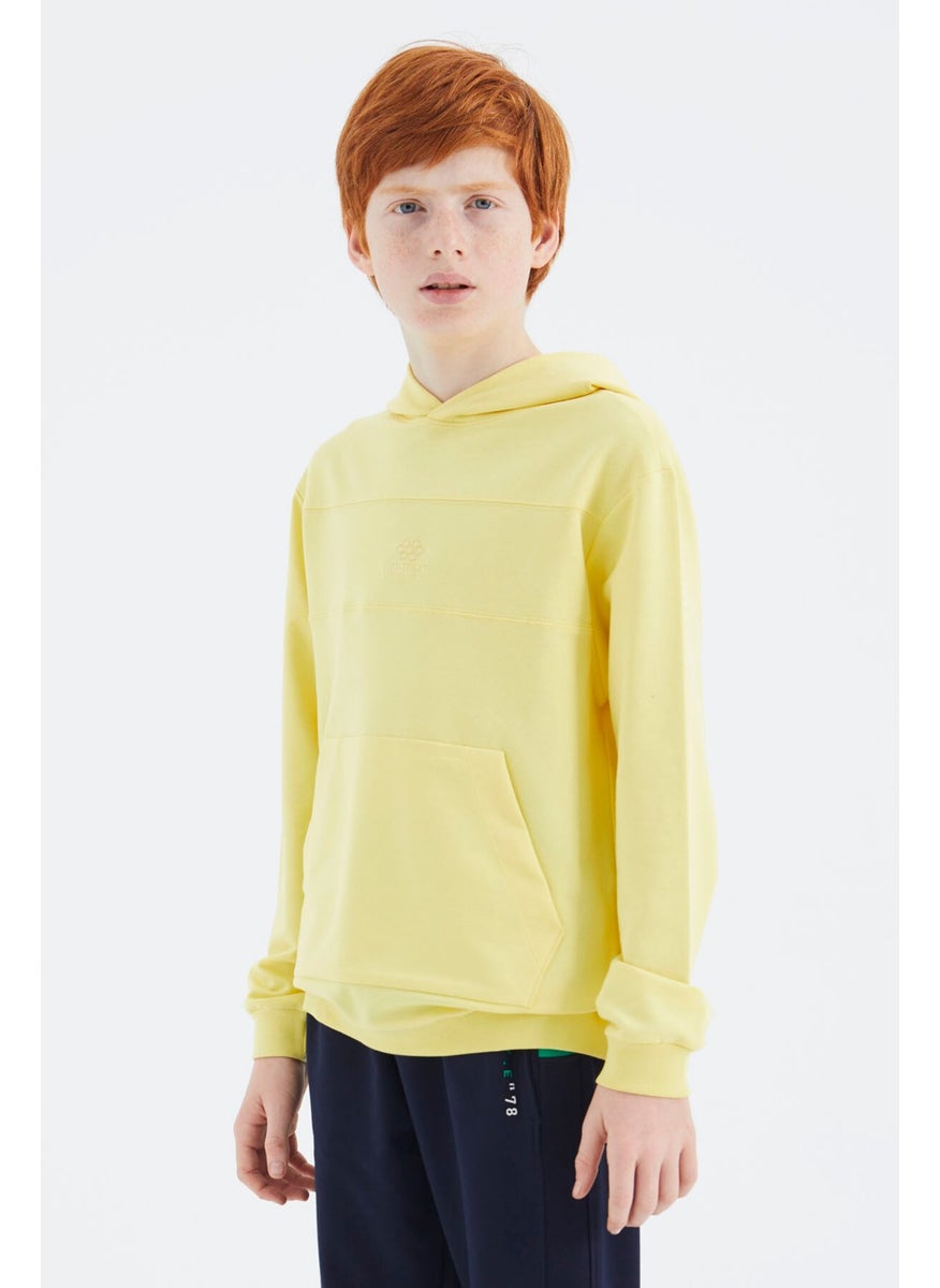Yellow Hooded Basic Boy Sweatshirt - 11181