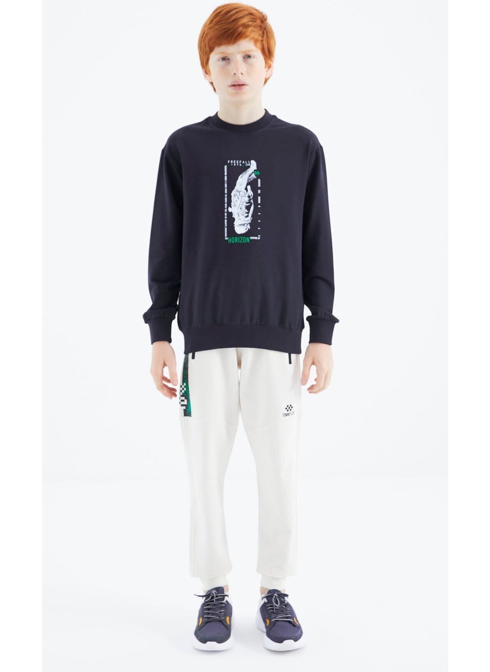 Navy Blue Printed Boy Sweatshirt - 11174