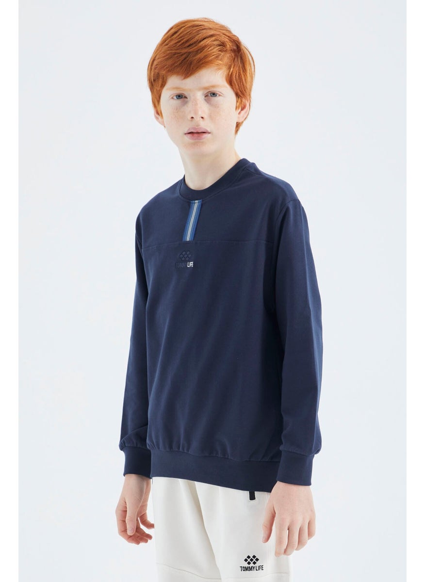 Indigo O Neck Boy Sweatshirt - 11178