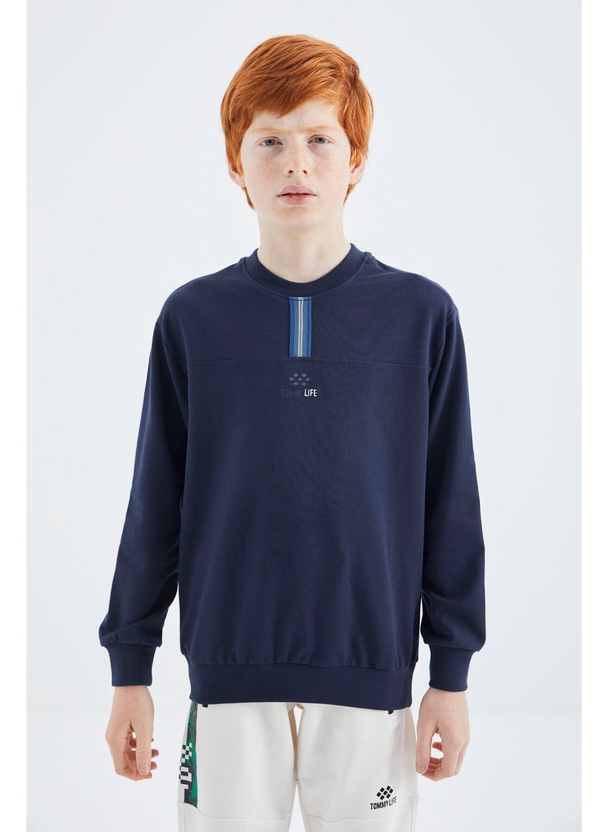 Indigo O Neck Boy Sweatshirt - 11178