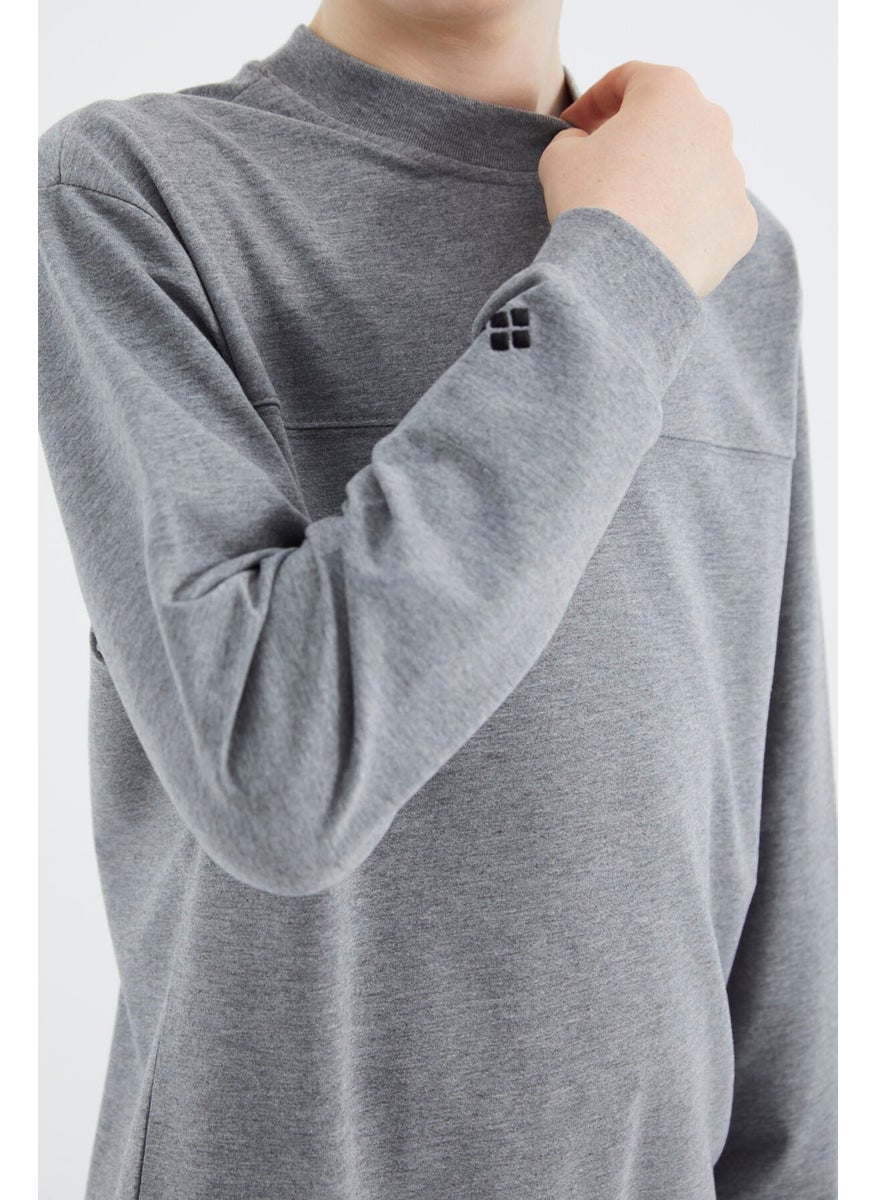 Gray Melange Basic Boy Sweatshirt - 11173