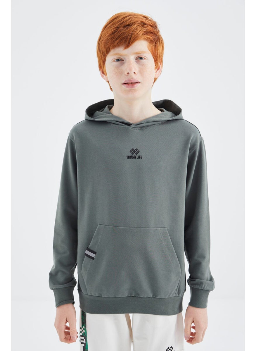 Khaki Hooded Boy Sweatshirt - 11177