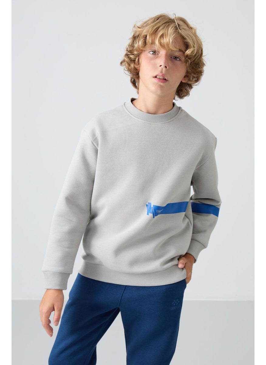 Stone Cotton Thick Fluffy Soft Textured Standard Fit Printed Boy's Sweatshirt - 11238