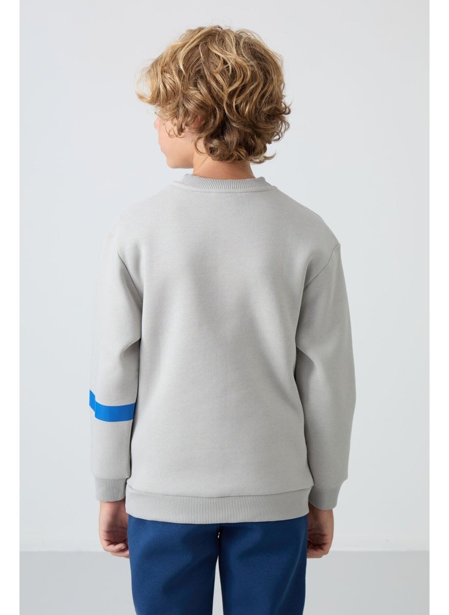 Stone Cotton Thick Fluffy Soft Textured Standard Fit Printed Boy's Sweatshirt - 11238