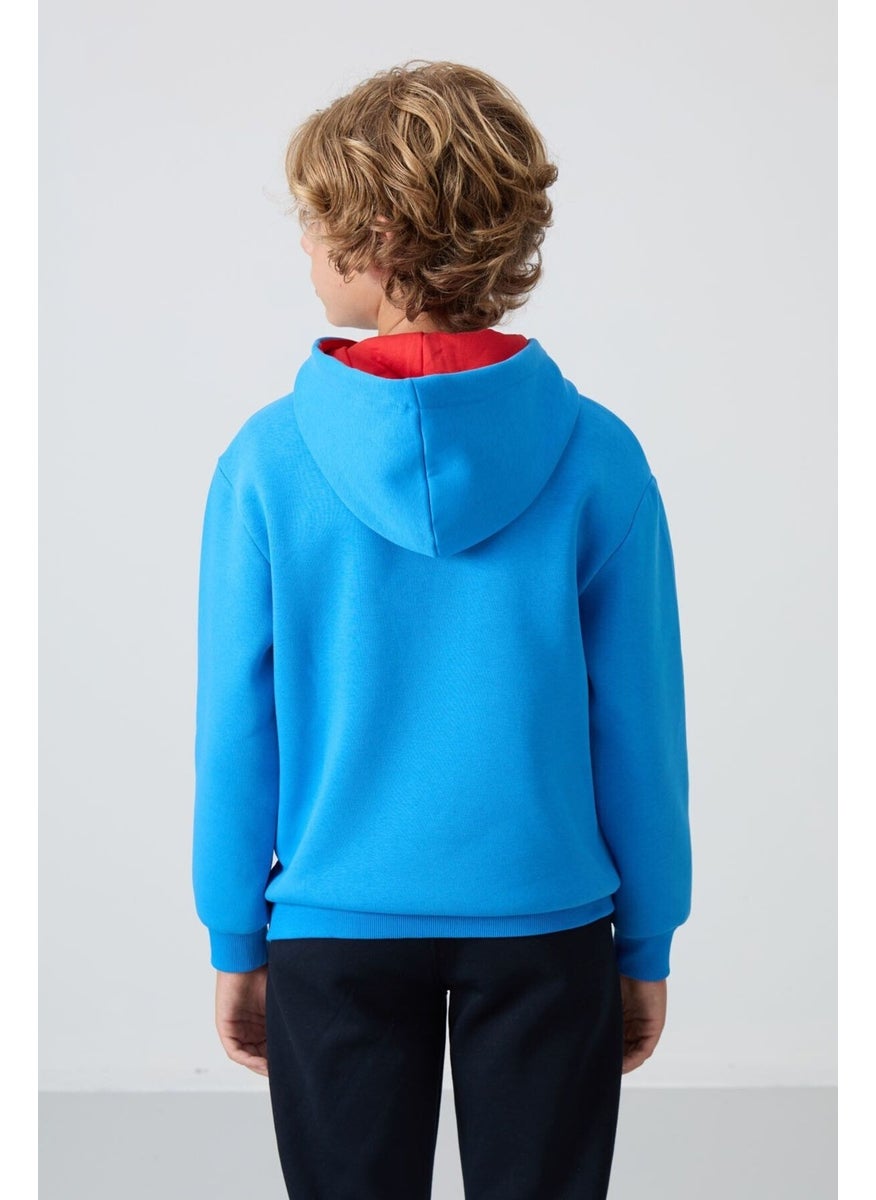 Saks Cotton Thick Fluffy Soft Textured Standard Fit Printed Boy's Sweatshirt - 11239