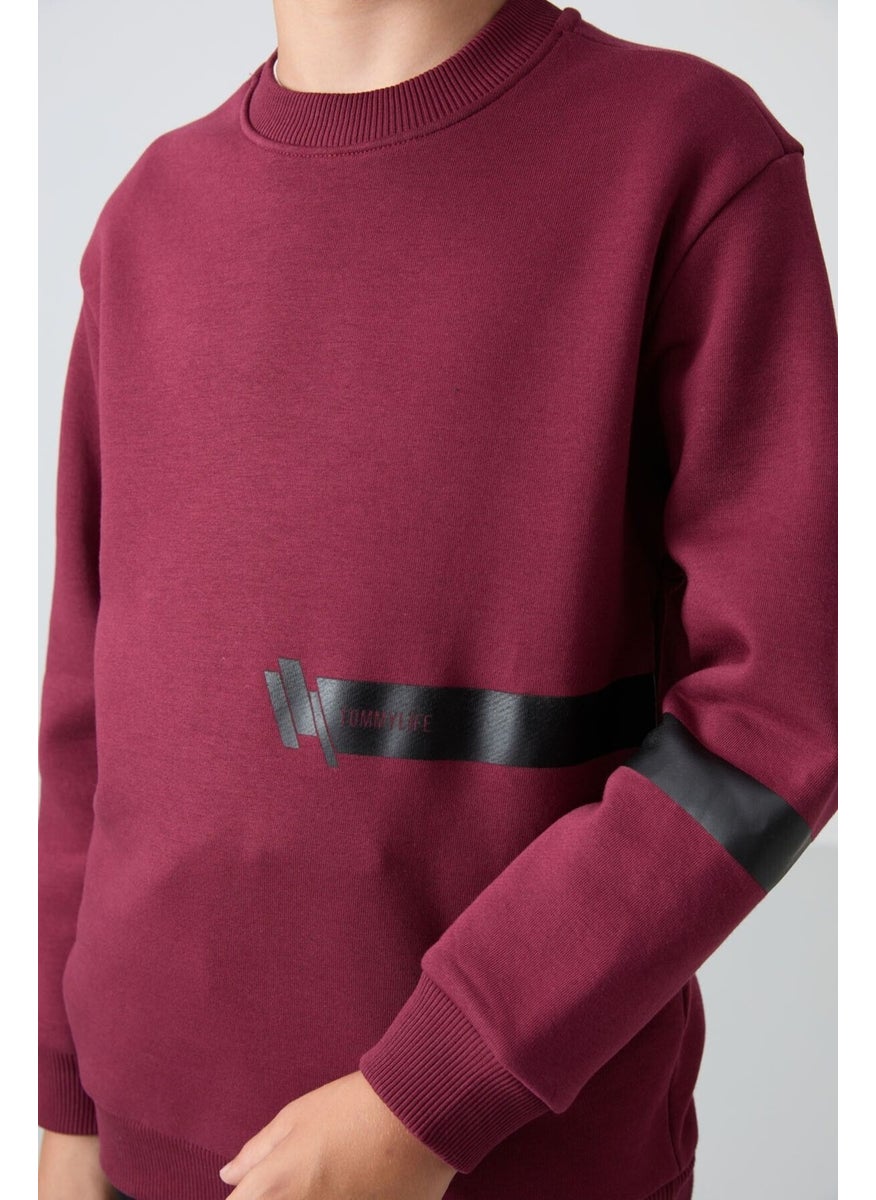 Judas tree cotton thick fluffy soft textured standard fit printed boy sweatshirt - 11238
