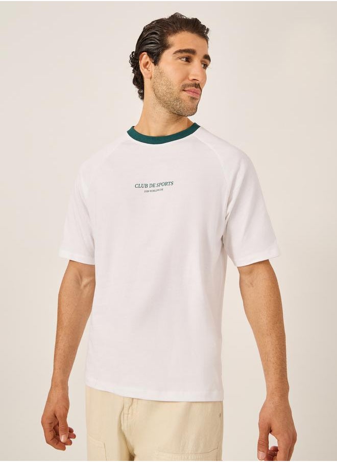 Printed Raglan Sleeves Oversized T-Shirt