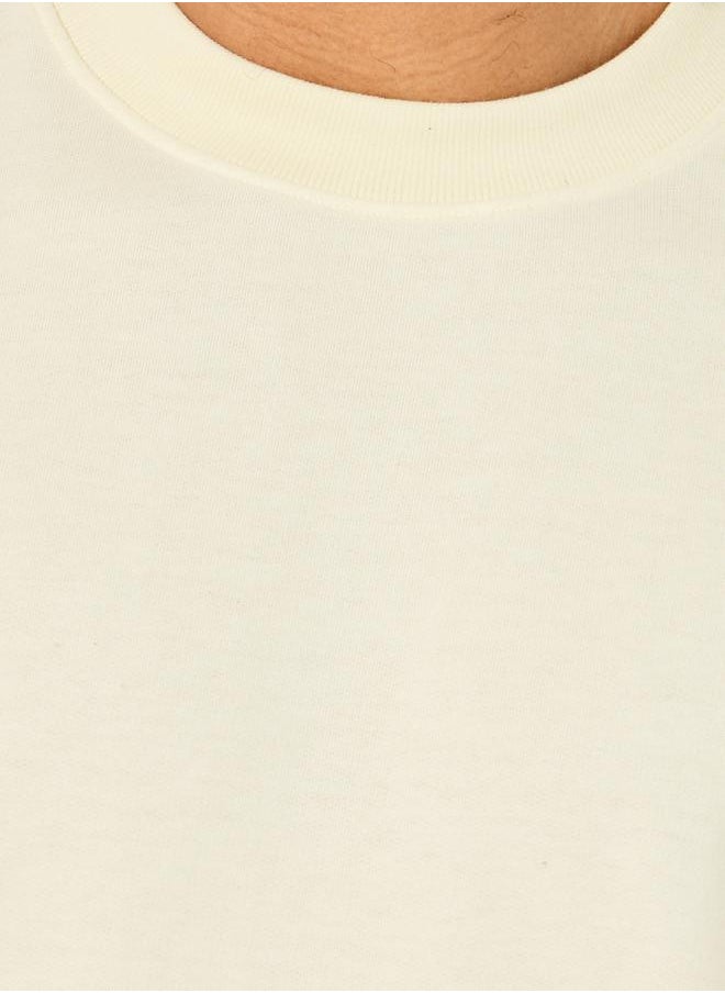 Solid Oversized Terry Crew Neck T-Shirt