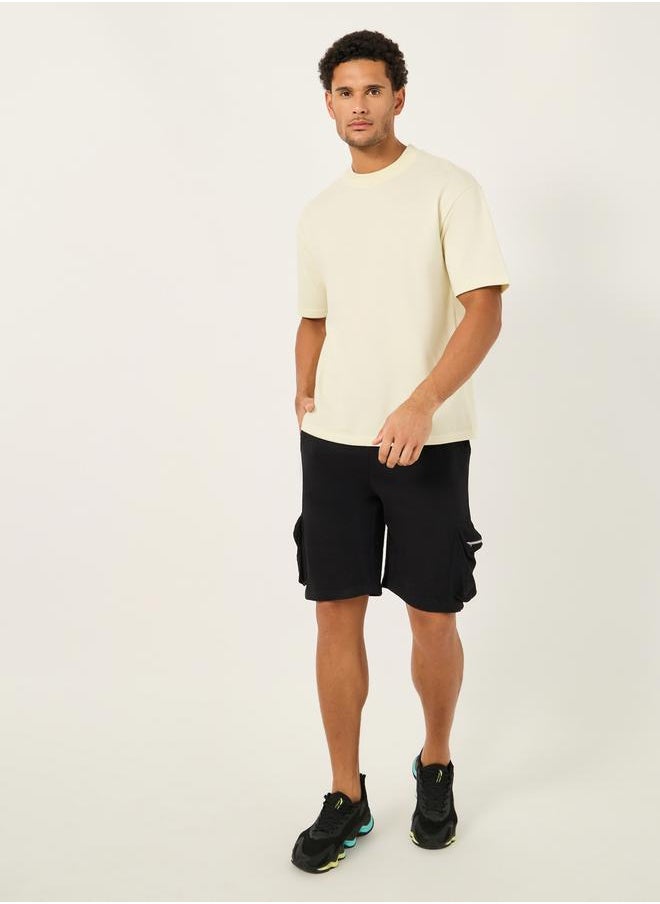 Solid Oversized Terry Crew Neck T-Shirt