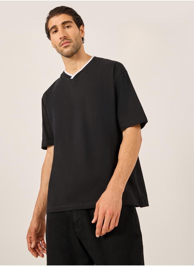 Tipped V Neck Jersey Regular Fit T-Shirt
