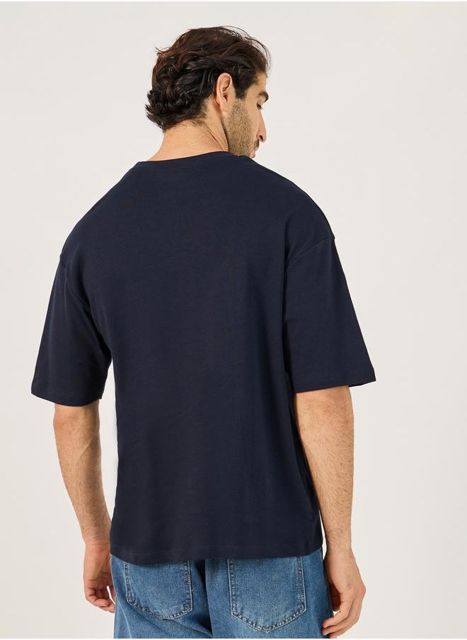 Slogan Embroidered Crew Neck Oversized T-Shirt