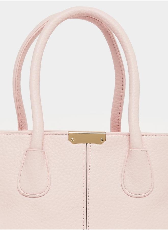 Pebble Textured Handbag with Dual Handle