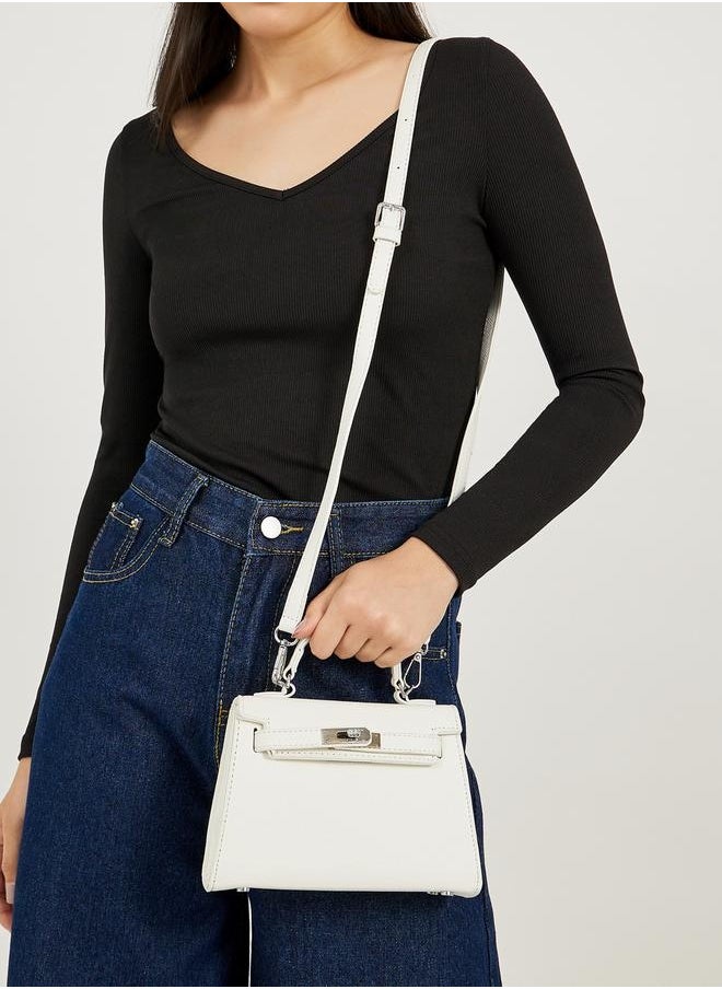 Twisted Lock Handbag with Detachable Strap