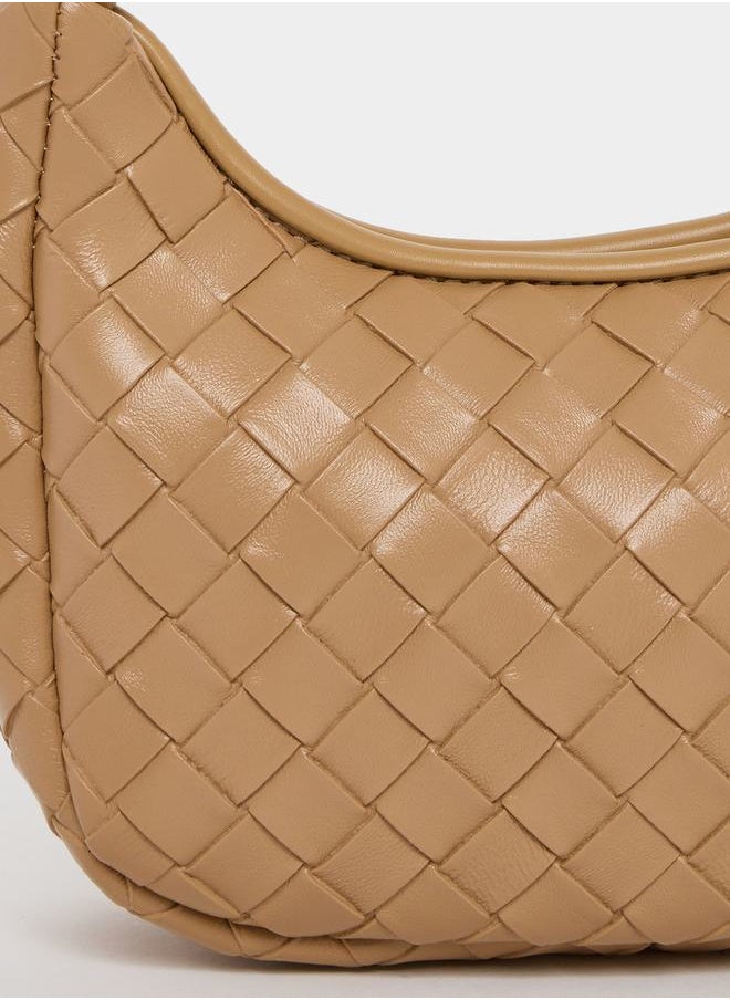 Braided Design Handbag with Adjustable Strap