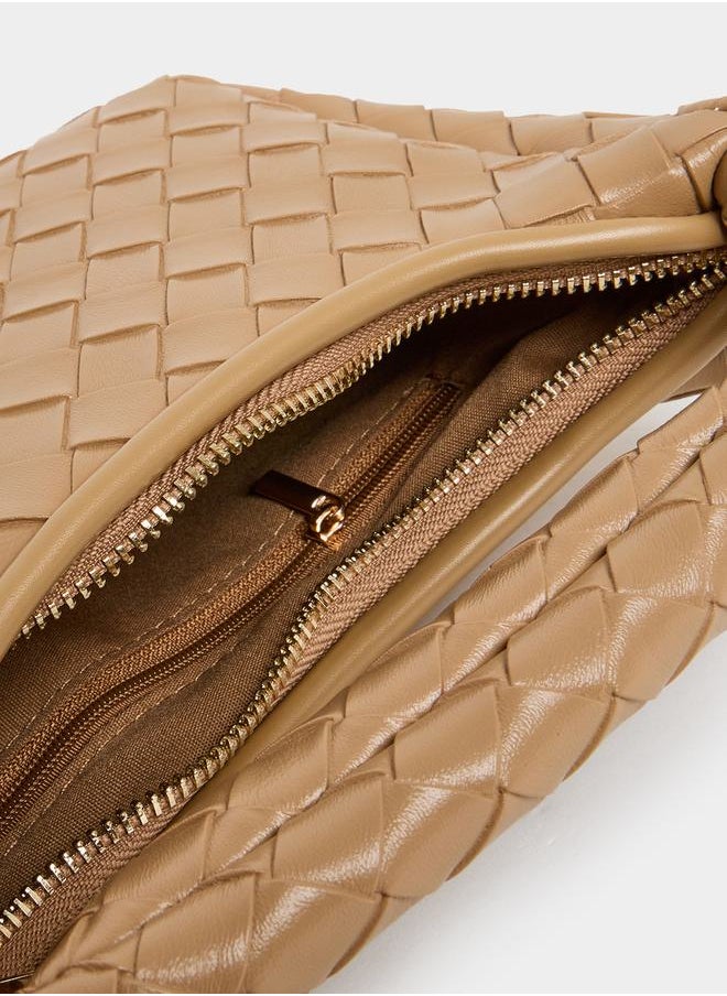 Braided Design Handbag with Adjustable Strap
