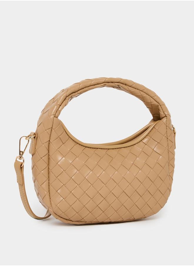 Braided Design Handbag with Adjustable Strap